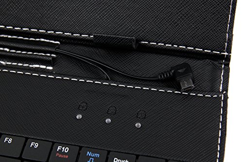 Schwarze Kunstleder-Tasche mit Stand und Deutscher Tastatur für das neue Aldi Medion LIFETAB E6912 (MD 99851) E-Tab Tablet mit eBook Reader Funktion Oktober 2016 - 4