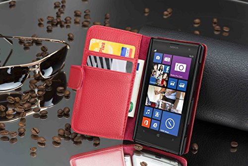 Cadorabo - Funda Nokia Lumia 1020 Book Style de Cuero Sint  tico en Dise  o Libro - Etui Case Cover Carcasa Caja Protecci  n con Tarjetero en ROJO-INFIERNO