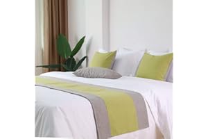 WYHQL Double Color Patchwork Bed Runner Bed flag Hotel Luxurious Bedding Bedroom Decorative Scarf Cushion Covers (Color : Green, Size : 48x180cm (for 1.2m bed))