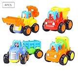 Paket beinhaltet: 1 * Zement-LKW (2,6 x 3,5 x 2,8 Zoll) 1 * Muldenkipper (2,6 x 3,5 x 2,8 Zoll) 1 * Bulldozer (2,8 x 9,3 x 5,9 Zoll) 1 * landwirtschaftlicher Traktor mit Wagen. (2,8 x 6,5 x 2,8 Zoll)
