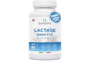 Bandini® Lactase Extra-Strength Dose 15,000 FCC - Helps with Lactose Intolerance - 80 Tablets - Supports The Lactose Digestion - Slow Release Digestive Enzymes Supplement - 100% Vegan - Chemical Free