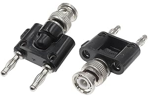 Aofan 2 Stück BNC-Stecker auf Dual 4mm Bananenbuchse Koaxial-Adapter für Oszilloskop-Kabel