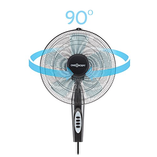 oneConcept • Black Blizzard 2G RC • Ventilator • Standventilator • mit Fernbedienung • leise • 5 blaue Rotorblätter • 40,6 cm Durchmesser • Timer • Oszillations-Schwenkfunktion • Ventilatorkopf neigbar • 3 Geschwindigkeitsstufen • 50 Watt • schwarz - 3