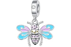 GOUWO Breloque en Argent 925 en Forme d'insecte et de Cœur Compatible Avec Les Bracelets et Colliers Pandora Pour Femme Mère Fille Anniversaire Halloween Fête Des Mères Saint-Valentin