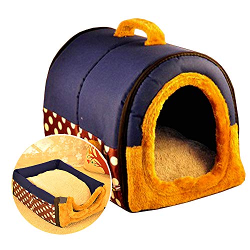Actnow, Casetta e divano portatile 2 in 1 per animali domestici, antiscivolo, regalo ideale per cani e gatti, 3 dimensioni disponibili; colore: blu