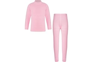 YEAHDOR Hiver Ensemble sous Vêtement Thermique Enfant Fille Garçon Unisexe T-Shirt Thermique Haut De Pyjama sous-Pull Hiver Pantalon Collant Elastique