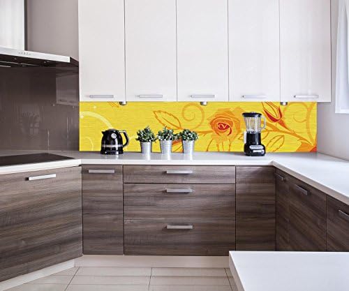 Kitchen back wall Diana Floral Blossoms Splashback Design M0060 | 240 x 50cm (W x H) | Brushed aluminum 3mm