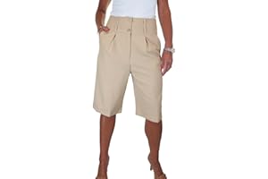 Paulo Due Womens Wide Leg Knee Length Shorts Ladies High Waist Relaxed Fit Smart Shorts 10-22