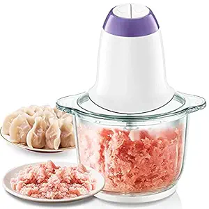 jippco Stainless Steel and Glass Electric Meat Grinders with Bowl for Kitchen Food Chopper, Meat, Vegetables, Onion Slicer Dicer, Fruit and Nuts Blender 300 Watt, 2 L Capacity