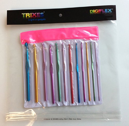 TRIXES 12-teiliges Set aus robusten farbigen Strick- und Häkelnadeln - 6