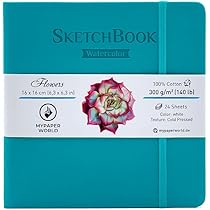 Aquarel schetsboek, A6, 100% katoen, 30 vellen, 300 g/m², zuurvrij premium waterverfpapier, koudgeperst en gelijmd, ideaal voor aquarelschilderen, tekenen en handlettering, wit