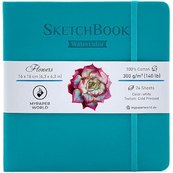 Lightwish Aquarel schetsboek A5 (14 x 21 cm) dagboek, 100% katoen, warm