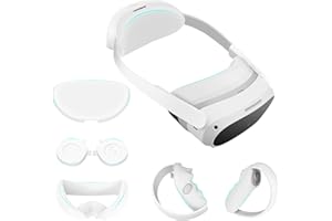 EYGLO Silicone Cover+Controllers Covers+Lens Cover+Back Cover for Pico 4 Headset,Soft Sweatproof Dustproof,Accessories for Pico 4,Improve VR Experience,Anti Scratch Anti Dust Cover (White)