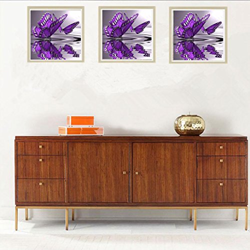 Igemy 30*30cm Schmetterling Blumen Diamant Stickerei 5D Diamant DIY Malerei Kreuz Stich Kunsthandwerk (30*30cm) - 2