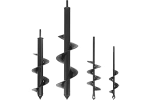 Seahelms Post Hole Digger 4x22,5x22,8x30,9x40cm Garden Auger Drill Bit with Hex Drive Bulb Planter Auger Post Hole Digger Fence Post Auger for Planting Bulbs Seedlings - 4 Piece