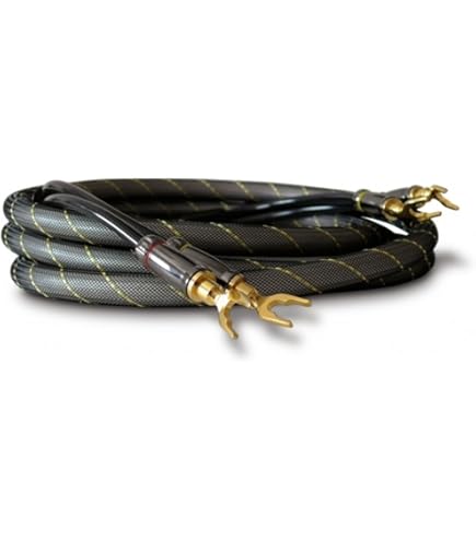 SKW Audiofiele luidsprekerkabel, verwisselbare banaanstekkerkabel, vergulde stekker, nylon omvlechting, hifi-kwaliteitskabel (1.5 m, zwart, 2stuk / set