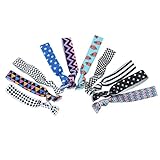 No Crease Hair Ties & Bracelets Rope -10 Pcs Women Girls Hair Ties Ponytail Holders Scrunchie Hair Band Headbands Fold Over Elastic Prints and Solids