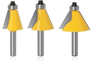 Gasea 3PCS 8mm Angle Biseautée Routeur Bits 2 Fléau 15°/22.5°/45°Chanfreinée fraise Charpente Coupe de Bord Pour Travail du Bois Forets de Menuiserie