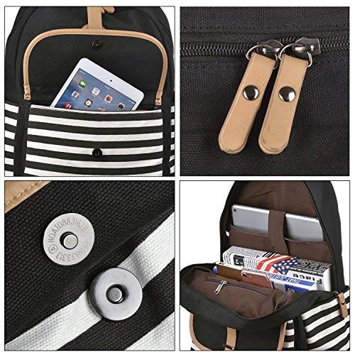 Sac D'école, Aokey Mode Versatile Sac à dos Sacs Élégant Étudiant Université École Sac à dos Voyage Camping Casual Daypacks Cool Pour Filles et Garçons, Travail, Voyage, Collège (Noir)