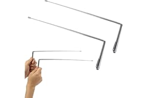 QIANEFFORT Copper Dowsing Rods for Water Detection, Spirituality, and Ghost Hunting - 2-Pack Divining Equipment with Adjustable Handles - Silver