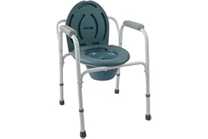 Mobiclinic®, Commode Toilet Chair, with lid, Removable Bucket, Adjustable in 5 Heights, Arroyo Model, Non-Slip ferrules, Armrests, Supports up to 100 KG, Chair with Toilet, Steel