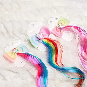 Smizzy Cute Unicorn Sequin Bow Colorful Braid Hairpins Baby Girls Hair Clips for Kids Princess Hair Ties Barrettes Hair Accessories ( Multicolor, 2 pc, 14 inch each)