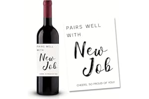 SEUNKIEER 2 Stück Flaschenetikett Pairs Well with New Job. Cheers, So Proud of You! 10x12,7cm Flaschenetiketten Weinflaschen Aufkleber für Kollegen Frauen Männer, Weggehen, Neuer Job, Glücksgeschenke