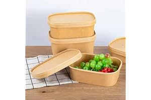 Arredo Chef Barquette Écologique en Carton Kraft pour Restauration à Emporter - Contenant Alimentaire Recyclable et Résistant lot de 50 pièces (Couvercle en KRAFT, 1000 ML)