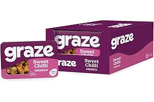 Graze - Sweet Chilli Crunch Snacks - Healthy Snacks Alternative for Crisps, Mixed Nuts & Pretzels -Ideal if you Love Corn, Broad beans and Corn hoops mixed Savoury Vegan Snacks (9x28g)
