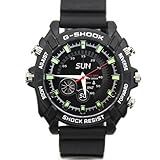Flylink® 1080P 16GB Full HD, Wasserdicht, Infrarot Nachtsicht Armbanduhr mit Versteckter Kamera, Camcorder, DV DVR Mini Uhr Black Dial Black Strap Fashion Armbanduhr für Herren, Motiv Gifts