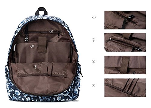 Artone Daisy Fashion Padded Fashion School Bag Daypack Casual Backpack With Laptop Compartment Blue