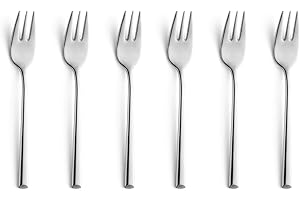 BECKMANN & ROMMERSKIRCHEN B&R VISTA Lot de 6 fourchettes à dessert en acier inoxydable 18/10 pour 6 personnes, passent au lave-vaisselle, couverts à gâteau pour 6 personnes