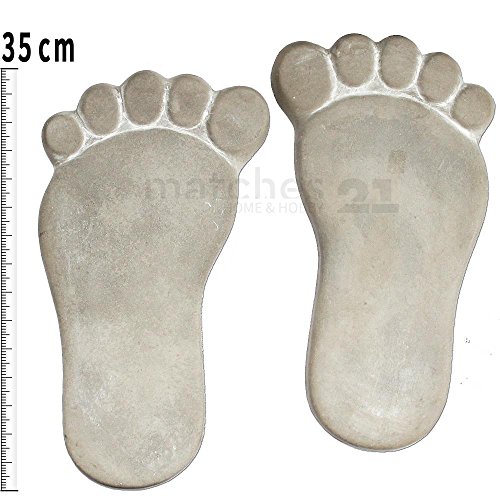 matches21 XXL Trittsteine große Füße MEGA Fuß-Abdrücke 1 Paar Tritt-Steine Beton für den Garten 35x20 cm Tretsteine Dekosteine Deko