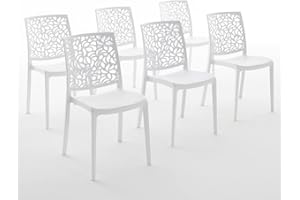 SIEDITI FUORI E DENTRO Sedie in polipropilene con fibra di vetro impilabili per interno, cucina o sala da pranzo, per esterno e giardino, sedie da bar e ristorante, design moderno - Anna (6 Sedie, Bianche)