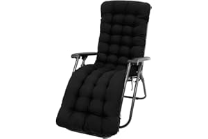 JETCLOUD Sun Lounger Cushion Pads Replacement Soft Garden Sunbed Cushion with Non-Slip Top Cover and Ties Garden Patio Thick Chair Pad for Outdoor Garden Patio Beach High Back Chair Relaxer(No Chair) (Black)