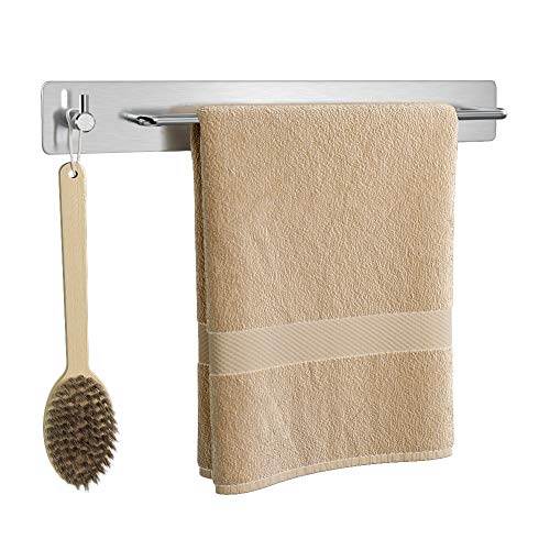 Soporte para toallas de baño, BMK acero inoxidable toallero soporte para baño accesorios montaje en pared no requiere taladros