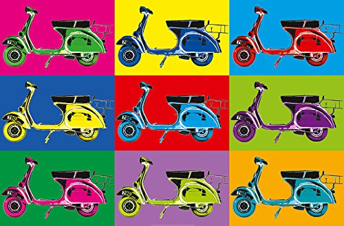 Fototapete, Bildtapete, VESPARAMA, Pop-Art-Tapete, bunte Vespa-Roller als Poster Kunstbild, 115x175cm, 1-teilig, gestochen scharfe XXL-Ansicht verfügbar.