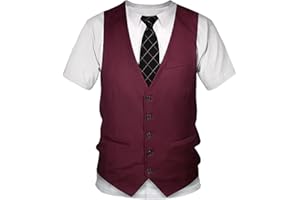 TiaoBug Enfant Garçon 3D Imprimé Faux Deux Pièces Chemise T-Shirt à Manche Courte Smoking Costume Soirée Cérémonie Mariage