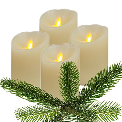 Preisvergleich Produktbild Luminara LED Kerze Echtwachs 8x11 cm elfenbein glatt 4er Set AKTION