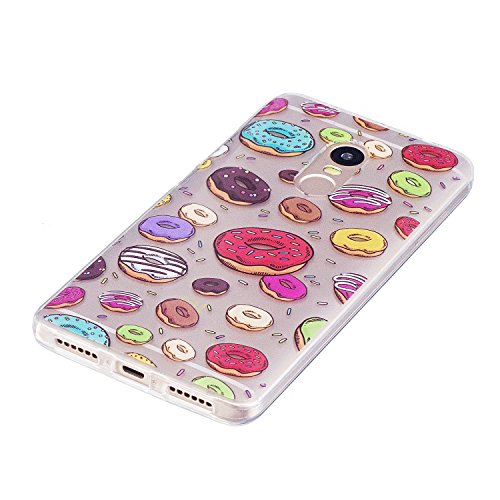 Funda Xiaomi Redmi Note 4   E-Lush Suave Silicona TPU Carcasa Ultra Delgado C  scara Clear Flexible Gel Parachoques Goma Mate Transparente Case Cover Pintura del impresi  n Elegante Bumper Premium y Creativo Carcasa Trasera Amortigua Golpes Protectiva Caso para Redmi Note 4 Smartphone Anti-Rasgu  o y Resistente Tapa - Donuts