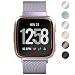 Produktbild Fitbit Versa Bands Ersatz Armband Edelstahl Metall mit einzigartige Magnet Lock Zubehör Armbänder für Fitbit Versa Fitness Smart Armbanduhr Rose Gold Silber Bunt S & L