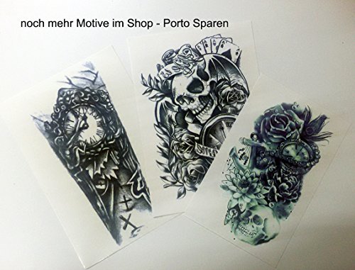 Temporäre Körperkunst entfernbares Tattoo – Uhr, Clock. Zombie, Tod Armtattoo – Temporary Fake Tattoo - 7