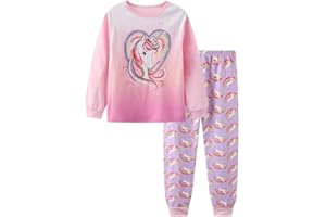 LitBud Filles Pyjamas pour Jeunes Filles 100% Coton Girafe vêtements de Nuit Manches Longues Noël Ensembles de Pyjama pour Enfants Taille 1 à 7 Ans Rose