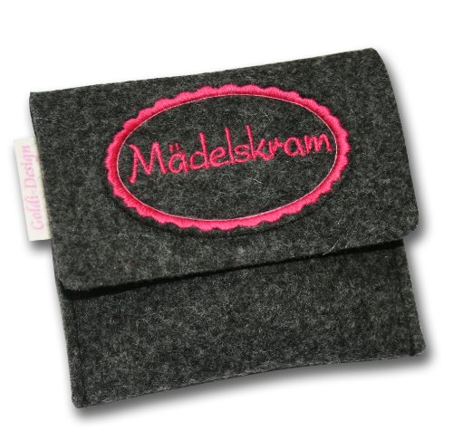 Tampontasche aus Filz mit frecher Aufschrift "Mädelskram"