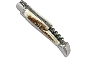 Laguiole Actiforge - Couteau Laguiole -Manche en bois de cerf avec tire-bouchon et mitres en inox