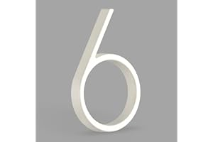 HASWARE Targa con numero civico galleggiante 5 pollici (12 cm) Moderna porta numeri segnaletica targa Numeri indirizzo di casa (bianco, 6)