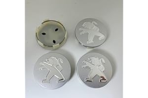 XLUCBS 4 Pcs Car Aluminum Alloy Hub Centre Caps Wheel Center Tire Emblem Cover, for Peugeot 206 308 307 207 208 3008 407 508 2008 60MM Rims Sticker Styling Decorate Accessories