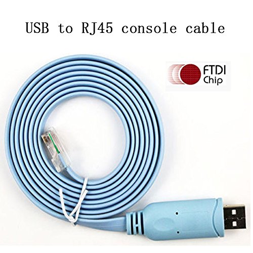 Cisco Console Cable USB to RJ45 - 1.8M (6 ft) FTDI Chip Replaces USB to DB9 + 72-3383-01 compatible with Windows 8, 7, Vista, MAC, Linux RS232