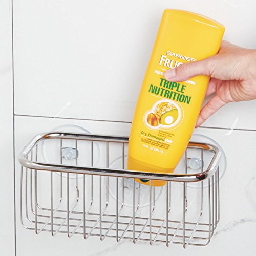 mDesign Duschablage Edelstahl – Optimaler Duschkorb zur Aufbewahrung von Schampoo, Seife, Badutensilien – Rostfreier Seifenhalter – Farbe: Polierter Edelstahl - 3