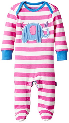 Kite Kids Baby Girls' Elephant Striped Sleepsuit, Pink, 18-24 Months